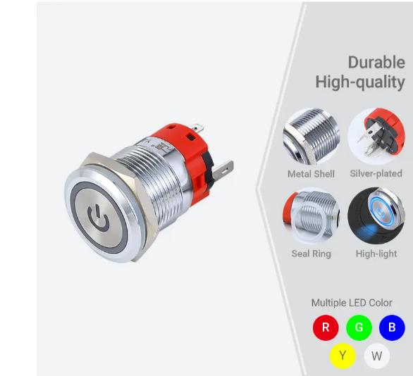 Comutator cu buton de 19 mm 3a
